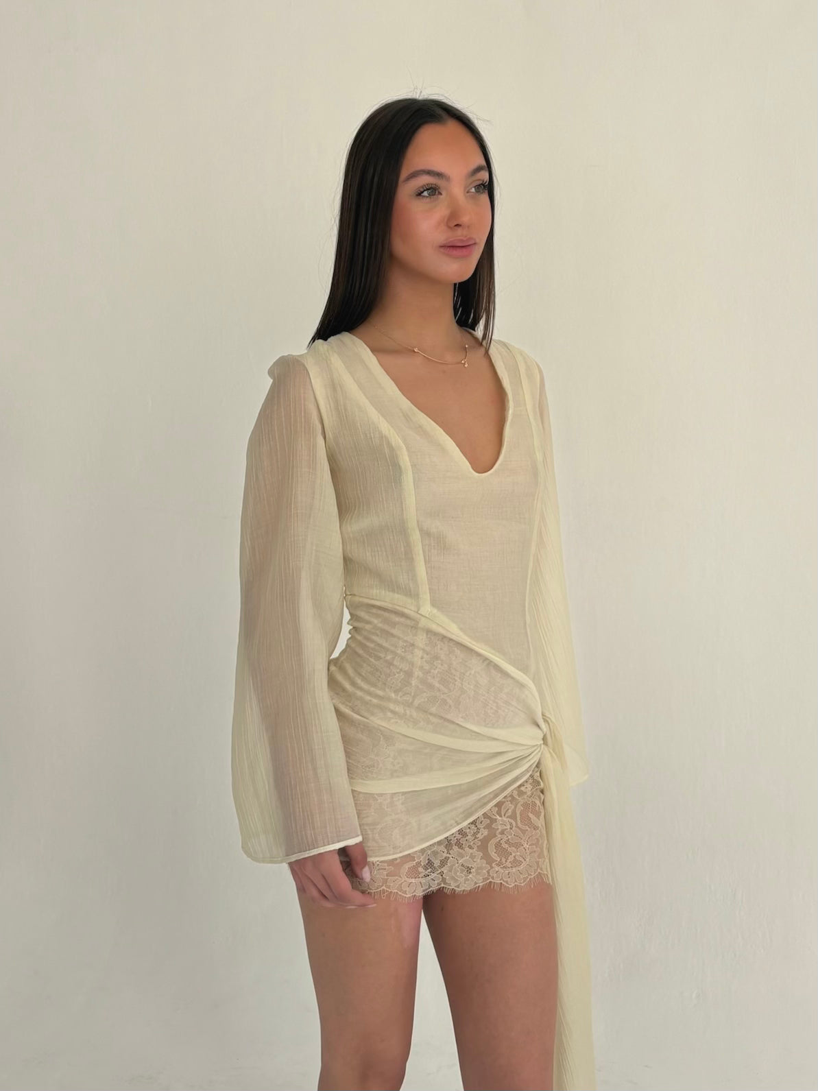 Limelight Dress in yellow lace
